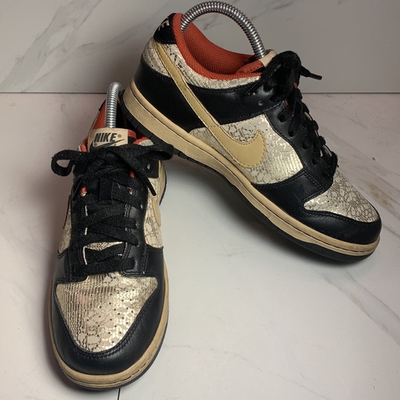 Nike Dunk Low Black Linen Terra Cotta 313699-021 US 7 W - Picture 2 of 11